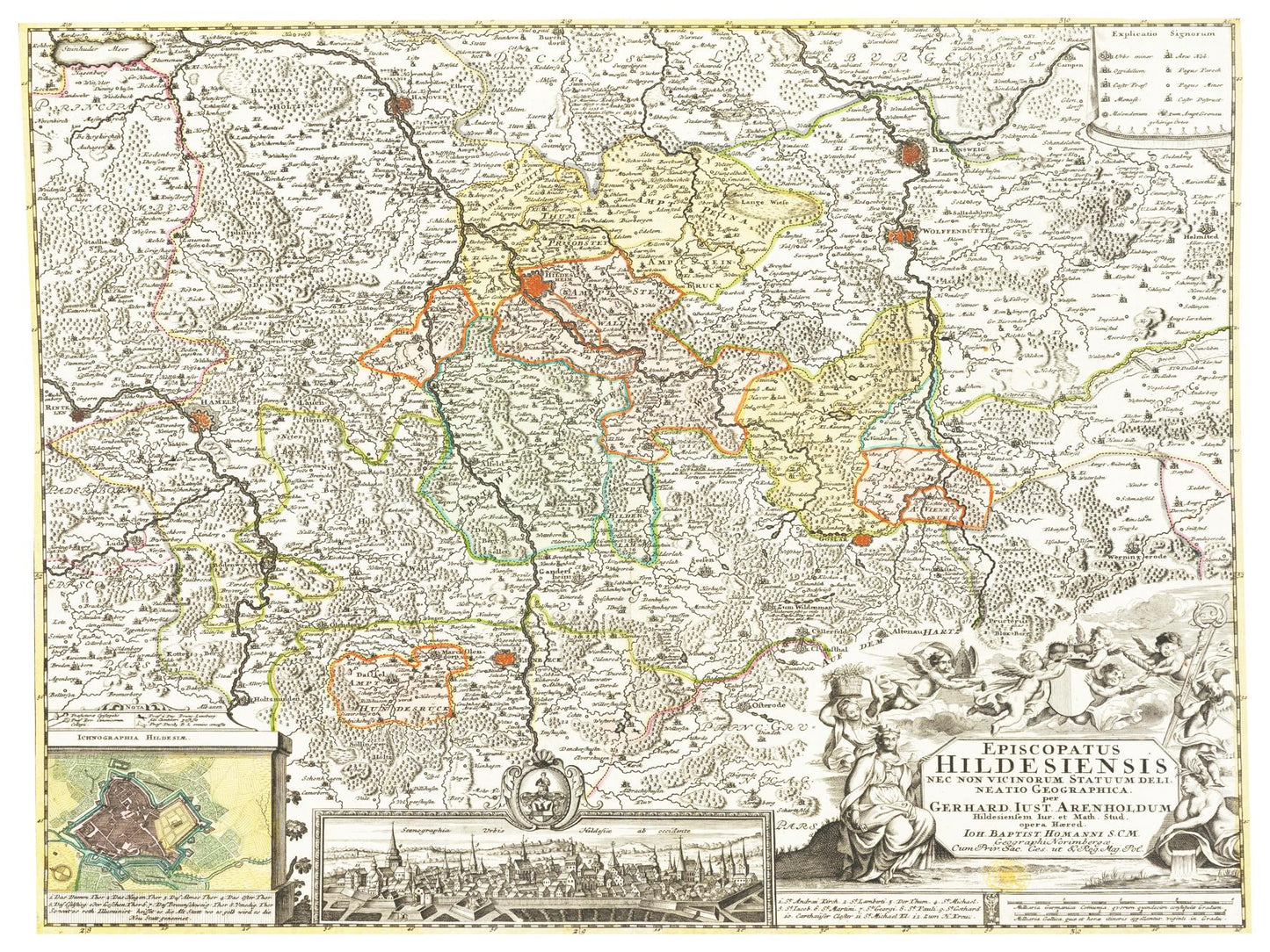 Historische Landkarte Hildesheim um 1730