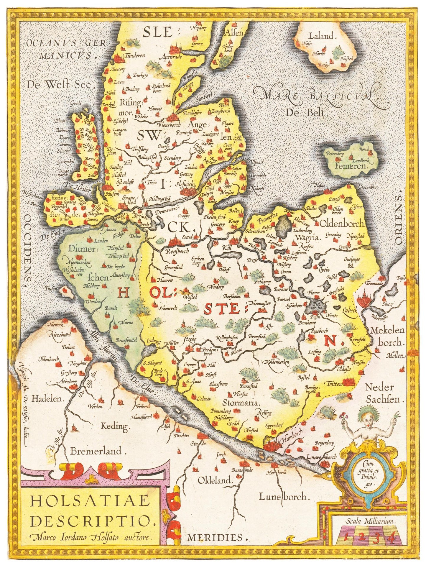 Historische Landkarte Holstein um 1609