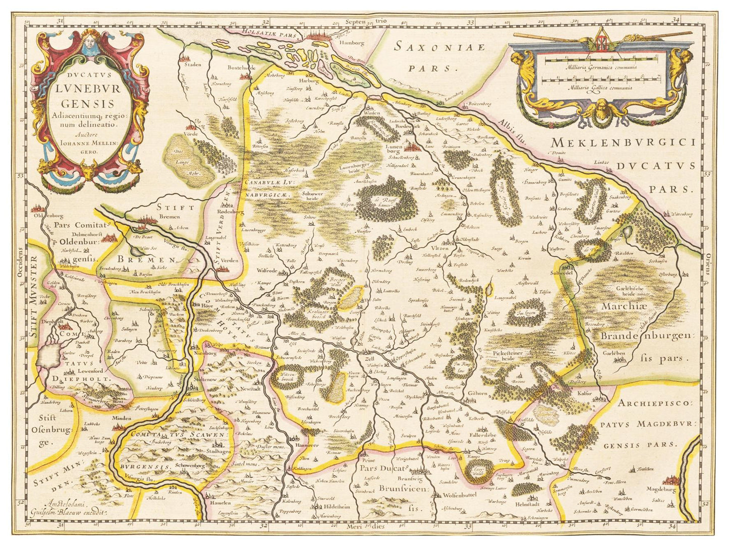 Historische Landkarte Lüneburg um 1635