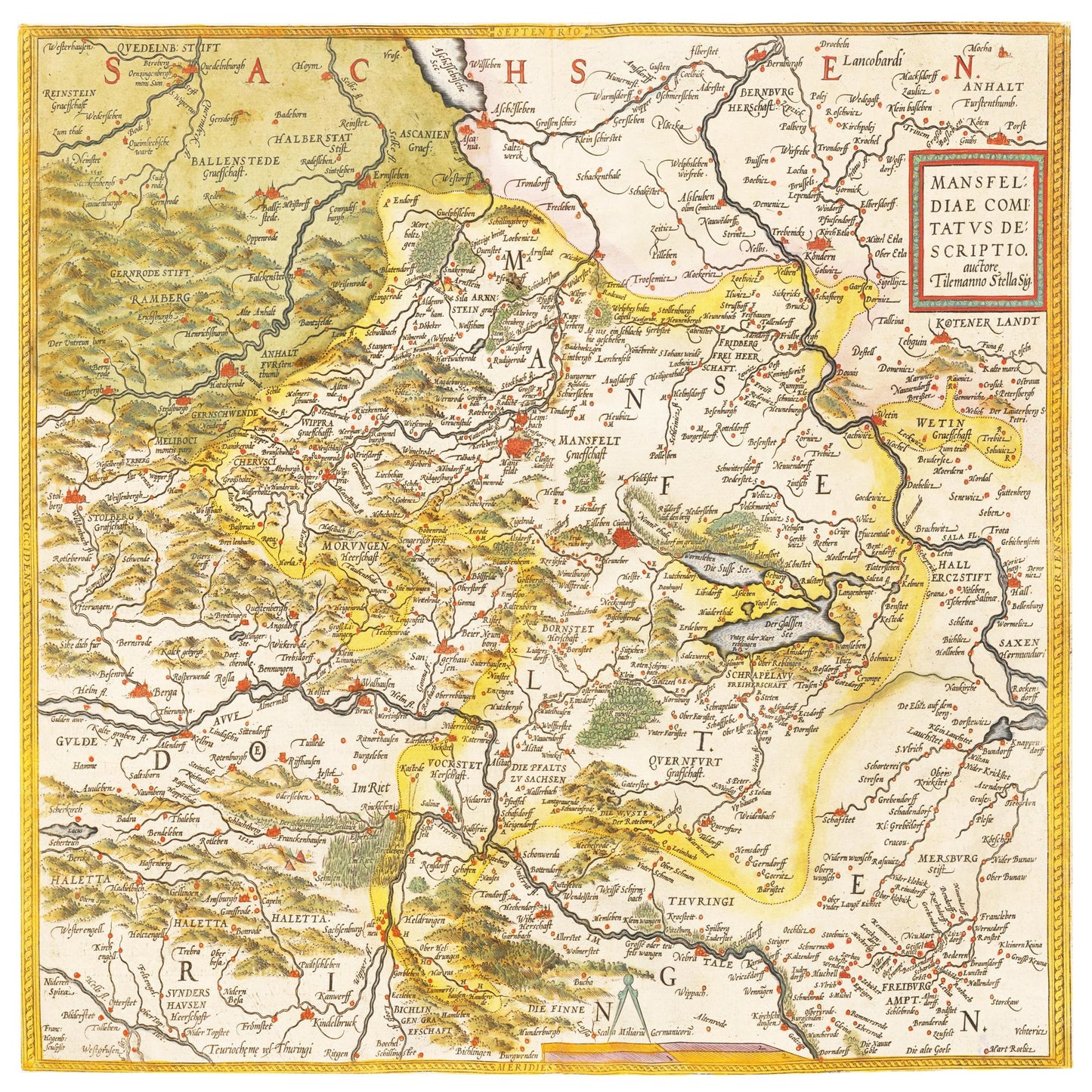 Historische Landkarte Mansfeld um 1609