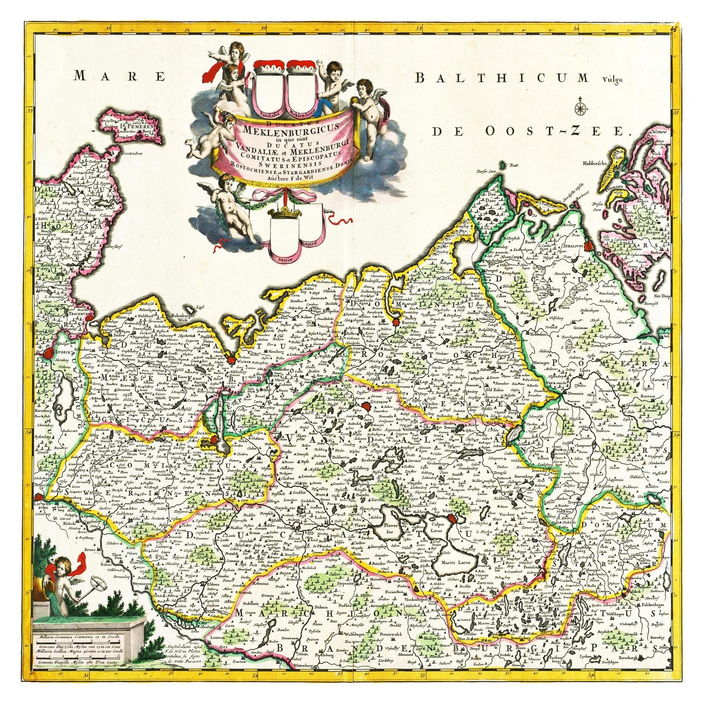 Historische Landkarte Mecklenburg um 1680
