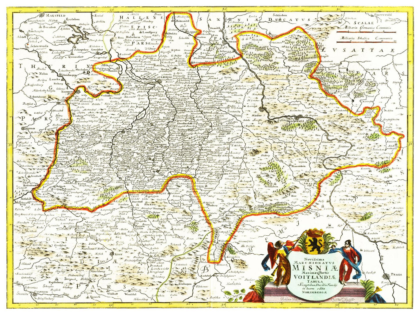 Historische Landkarte Meißen um 1700