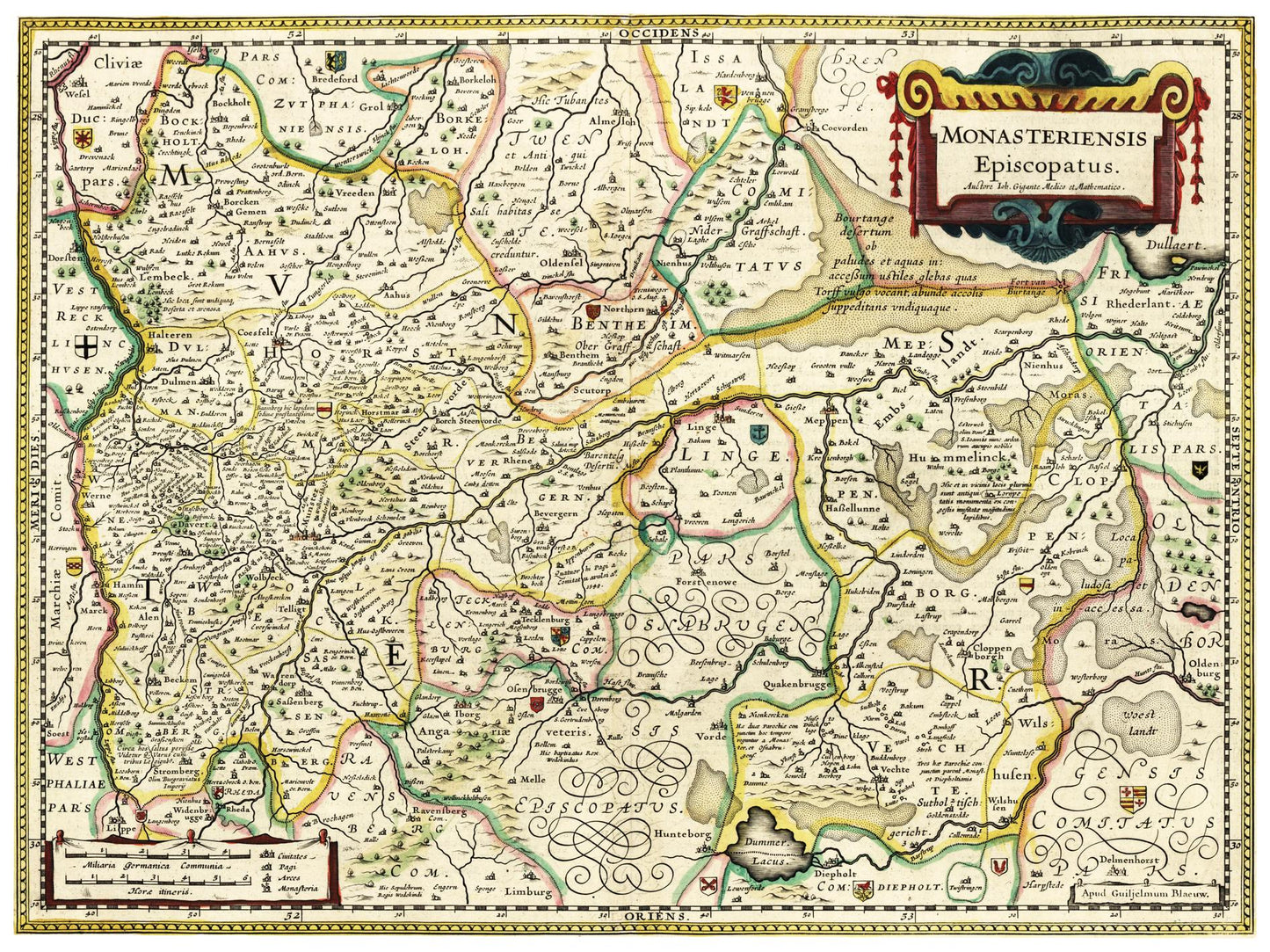 Historische Landkarte Münster um 1650