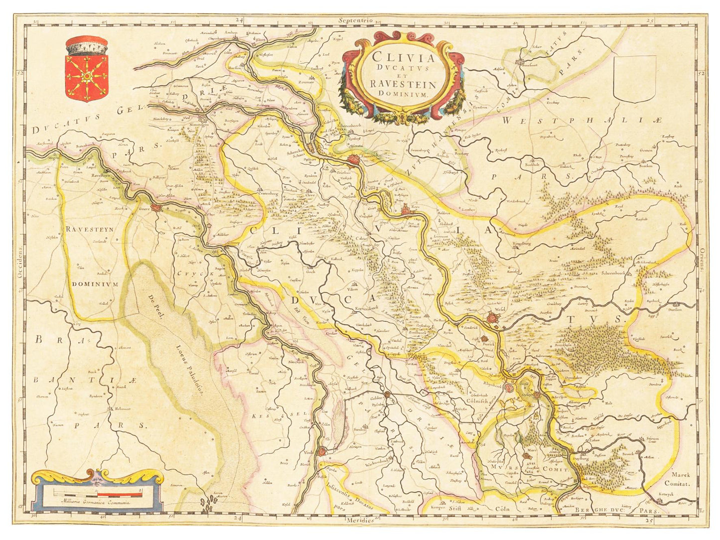 Historische Landkarte Niederrhein um 1635