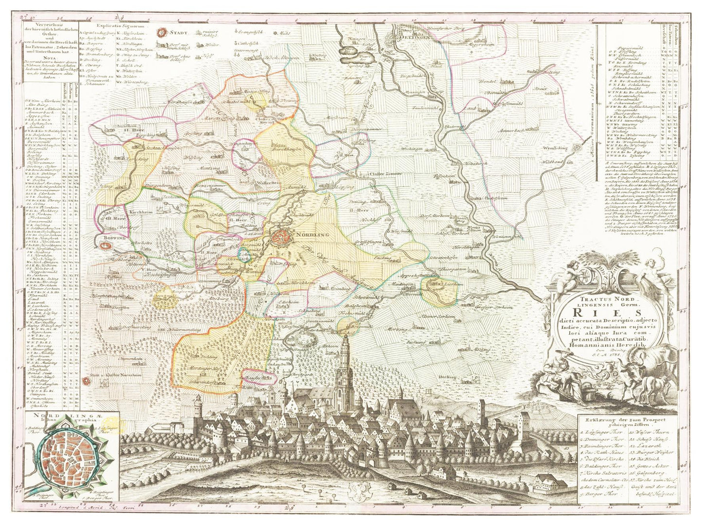 Historische Landkarte Nördlingen um 1738
