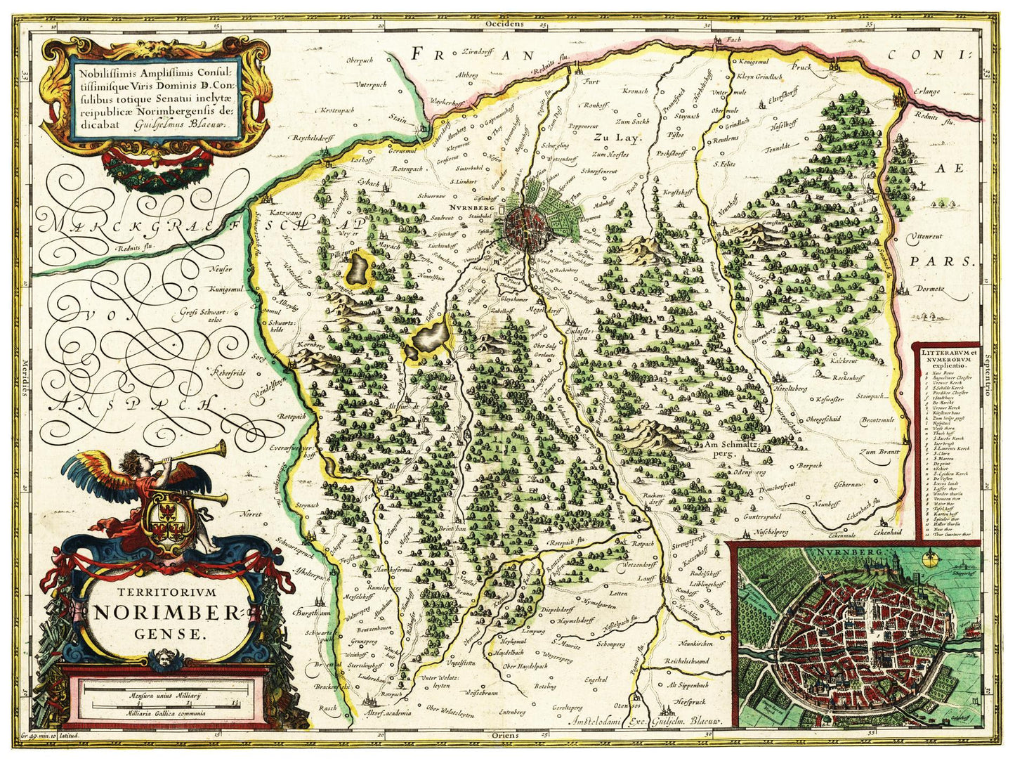 Historische Landkarte Nürnberg um 1647
