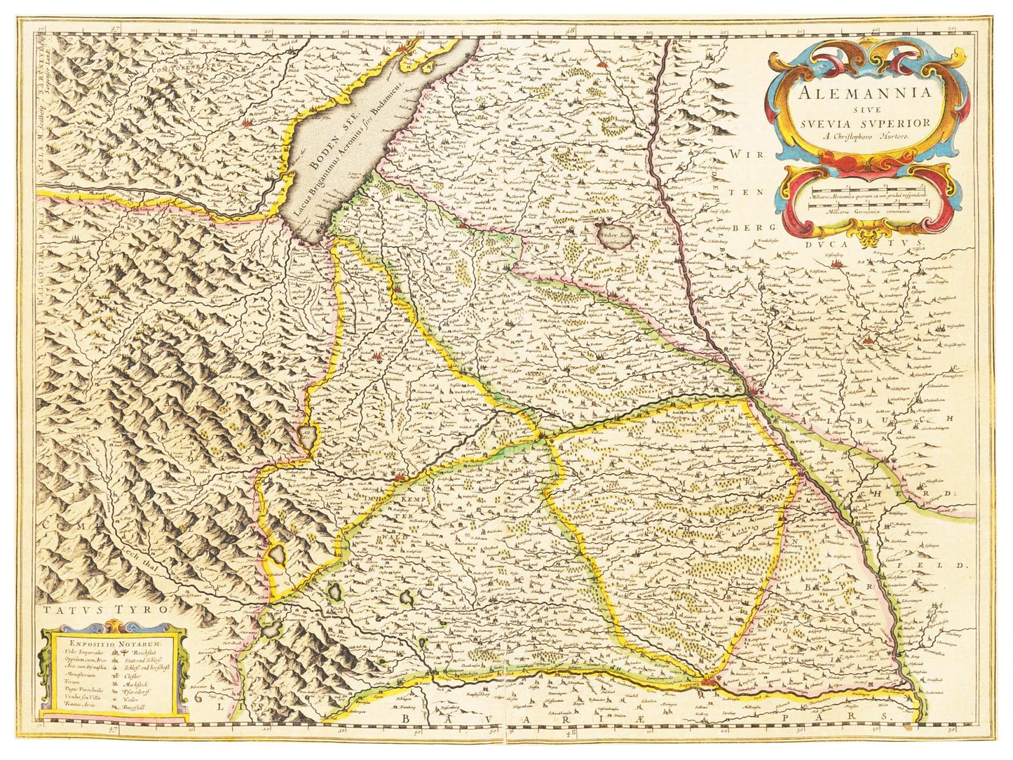Historische Landkarte Oberschwaben um 1635