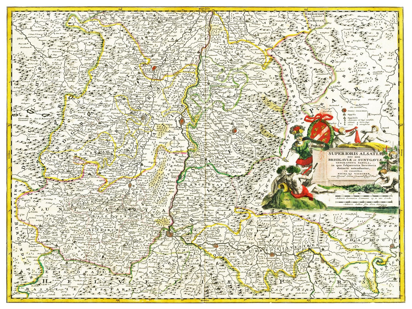 Historische Landkarte Oberrhein um 1700