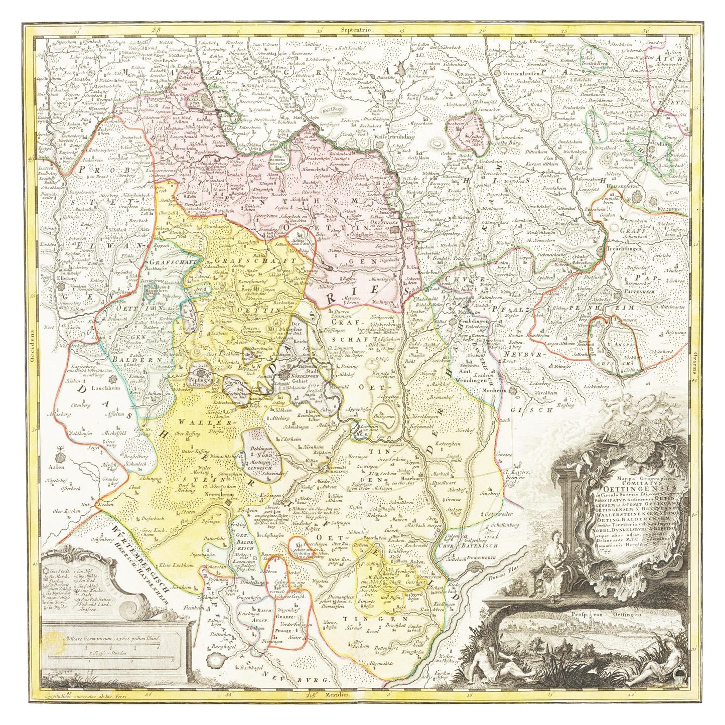 Historische Landkarte Oettingen um 1744