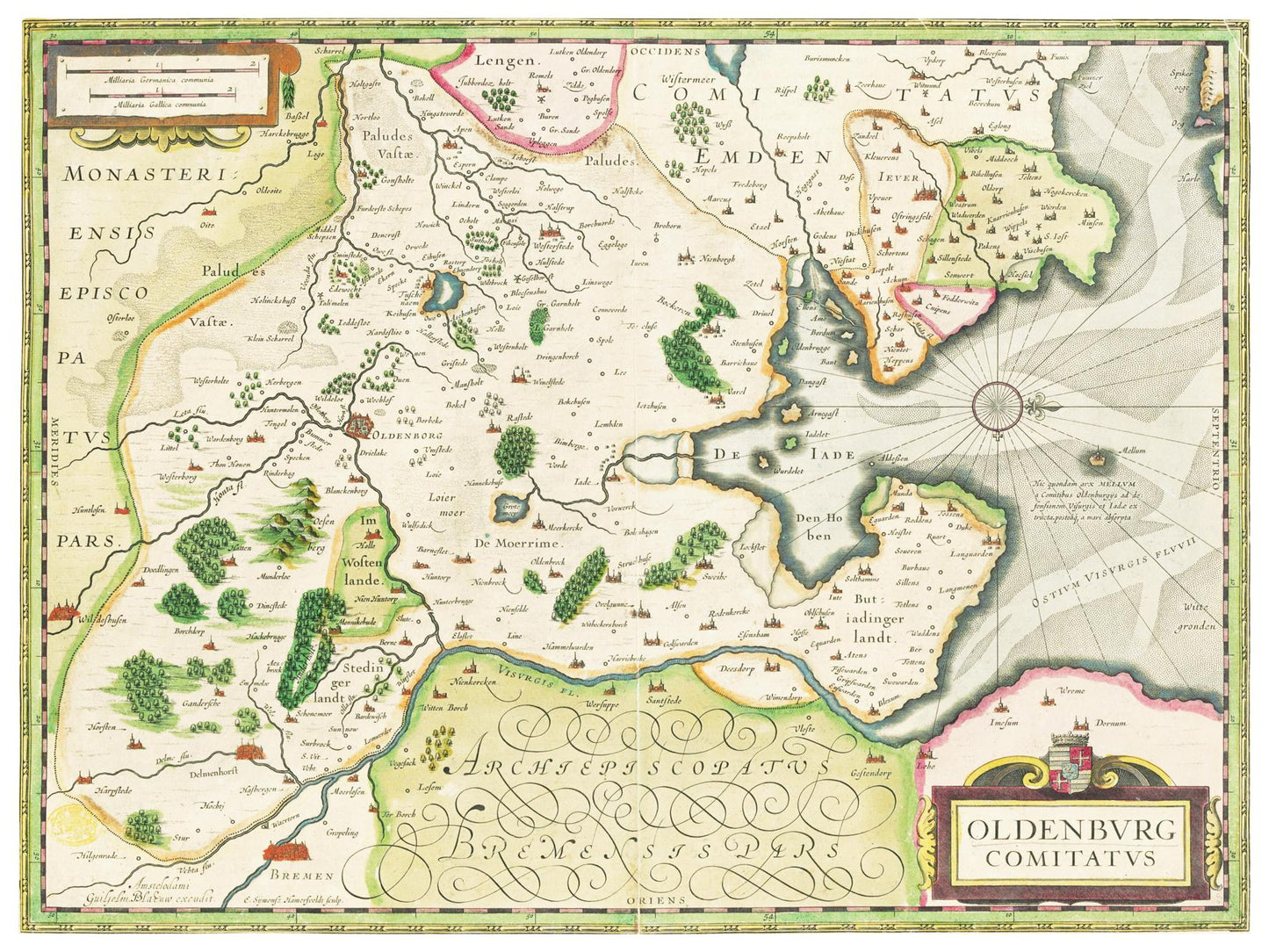 Historische Landkarte Oldenburg um 1645