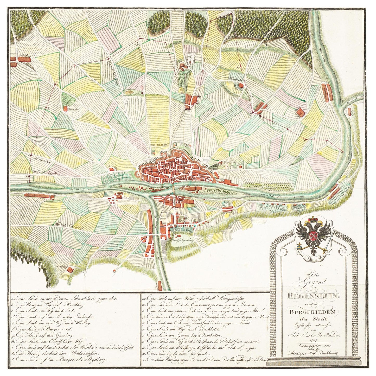 Historische Landkarte Regensburg um 1801