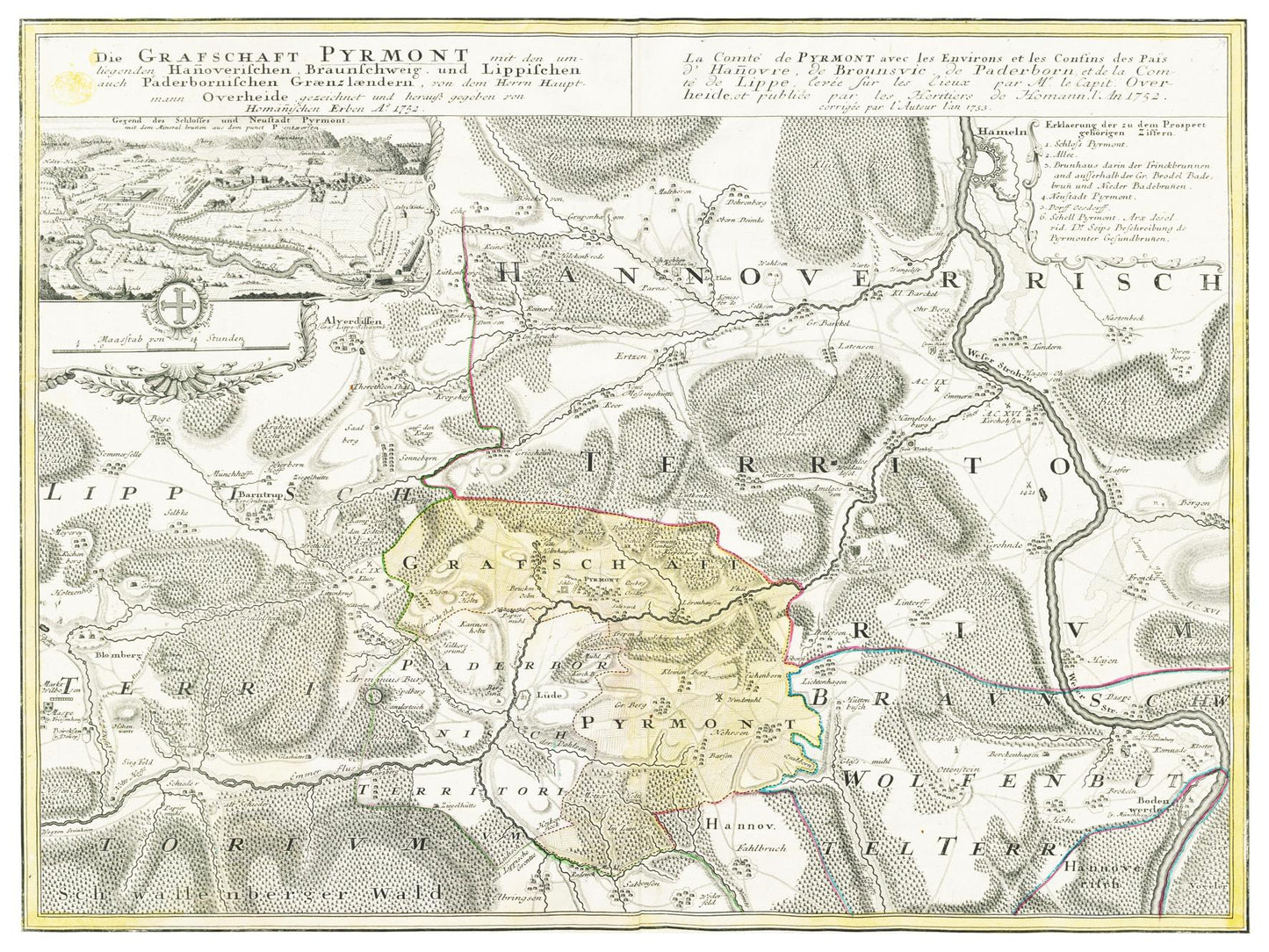 Historische Landkarte Pyrmont um 1753