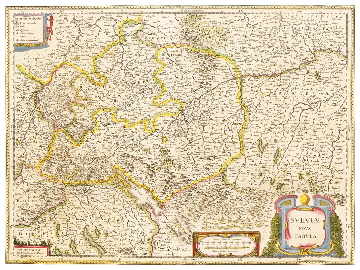 Historische Landkarte Schwaben um 1635