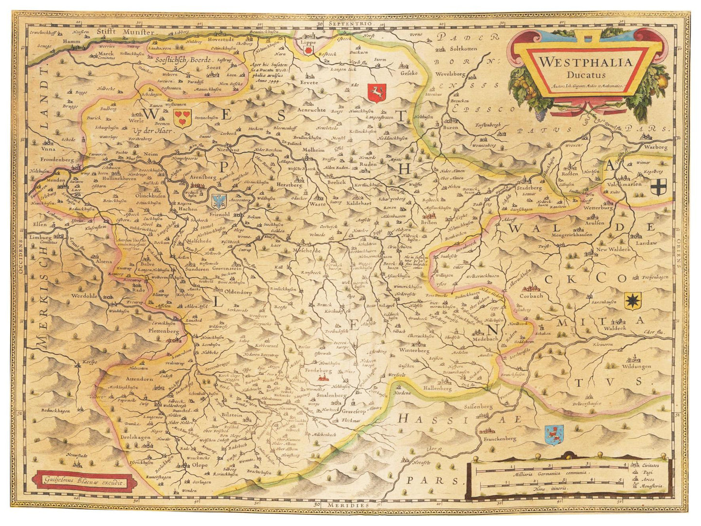 Historische Landkarte Westfalen um 1635