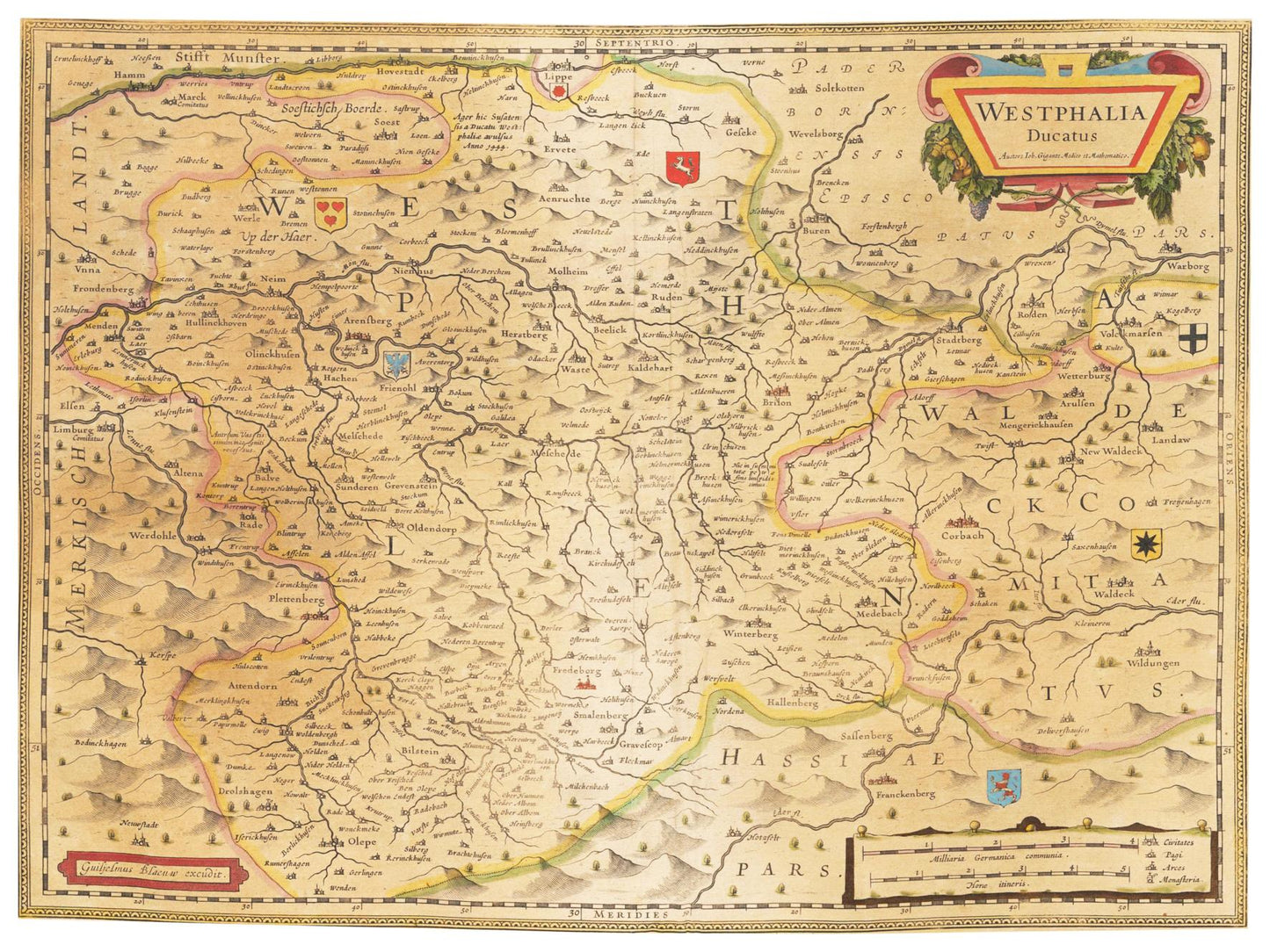 Historische Landkarte Westfalen um 1635