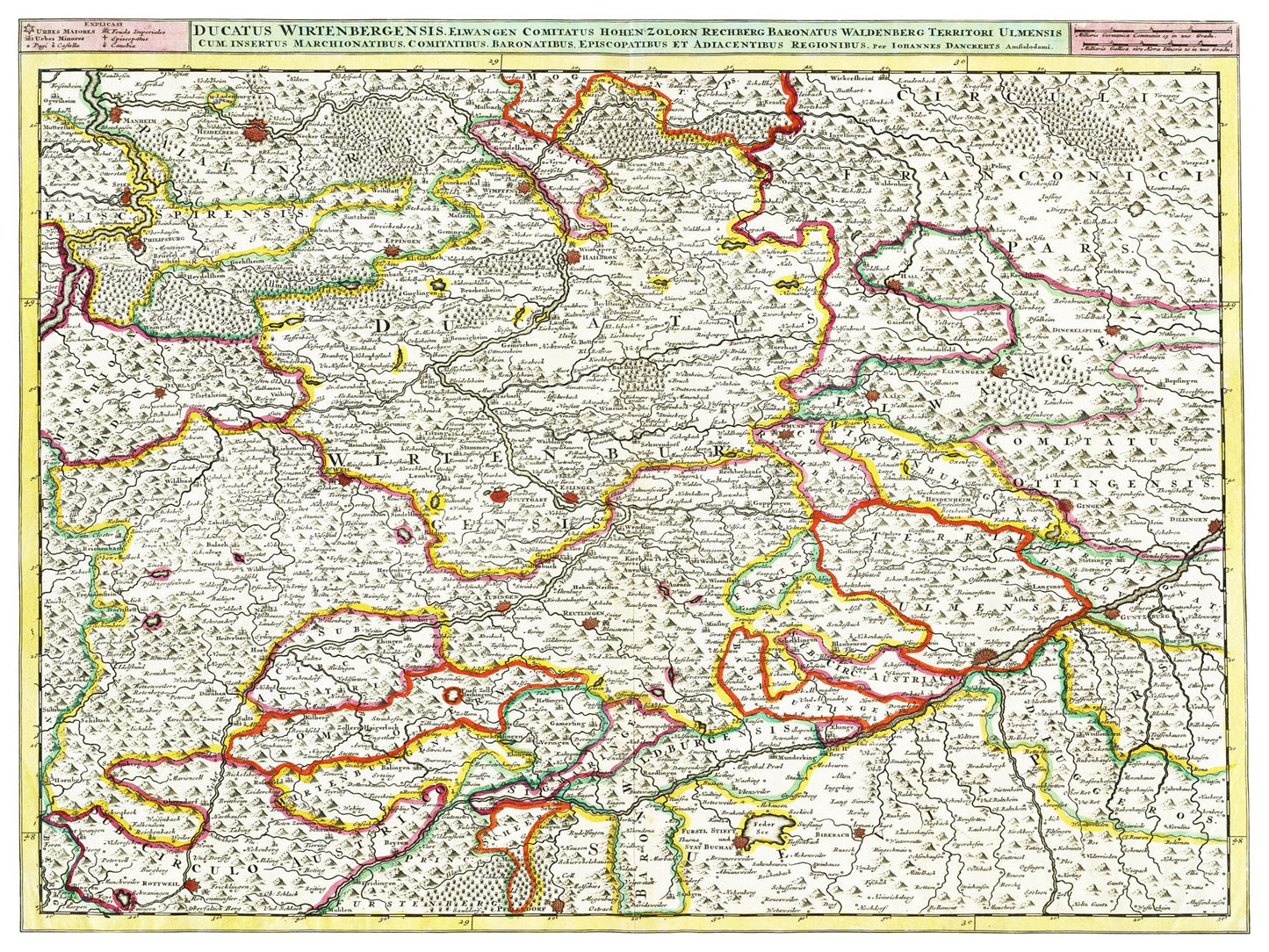 Historische Landkarte Württemberg um 1680