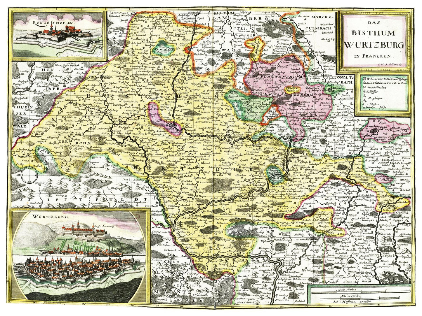 Historische Landkarte Würzburg um 1676