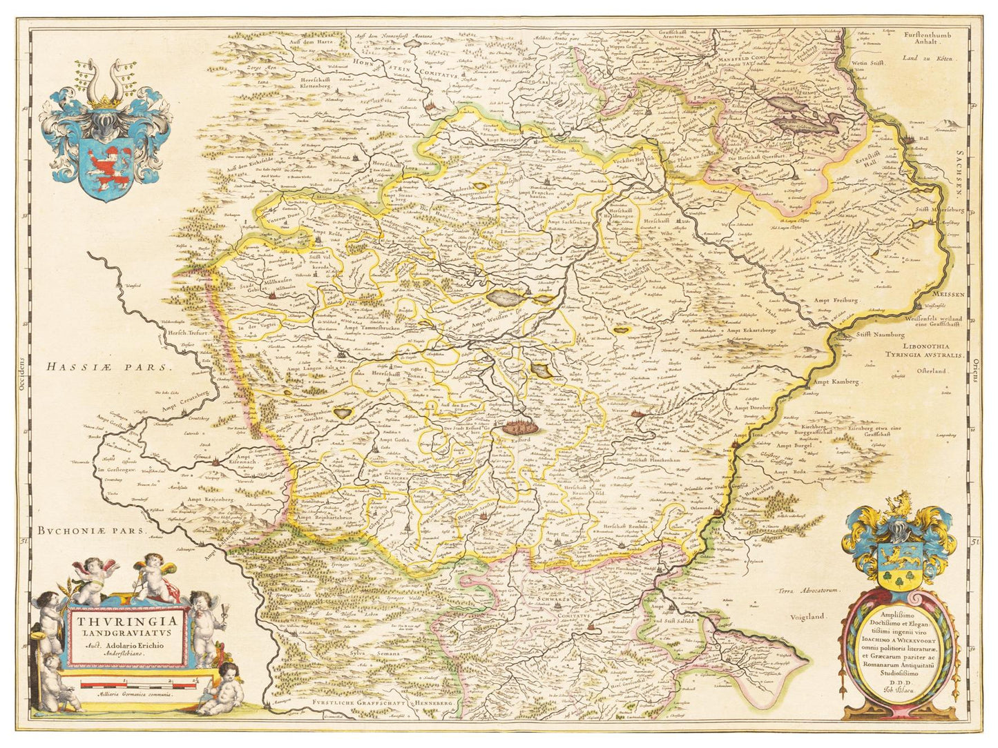 Historische Landkarte Thüringen um 1635