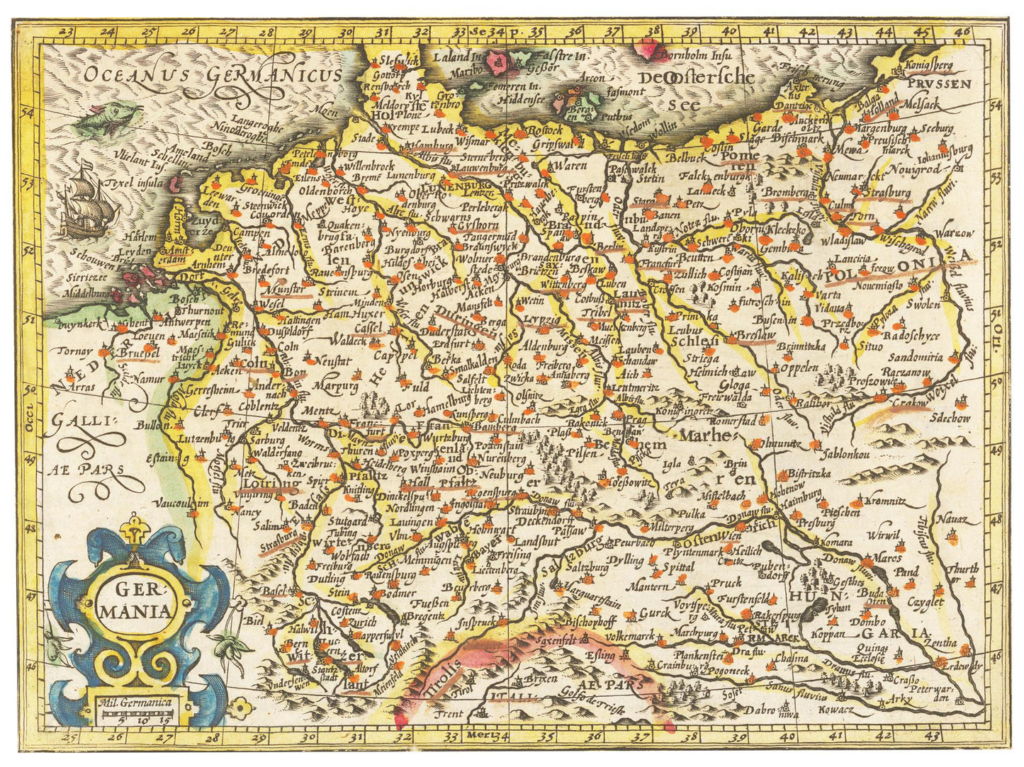 Historische Landkarte von Deutschland um 1609