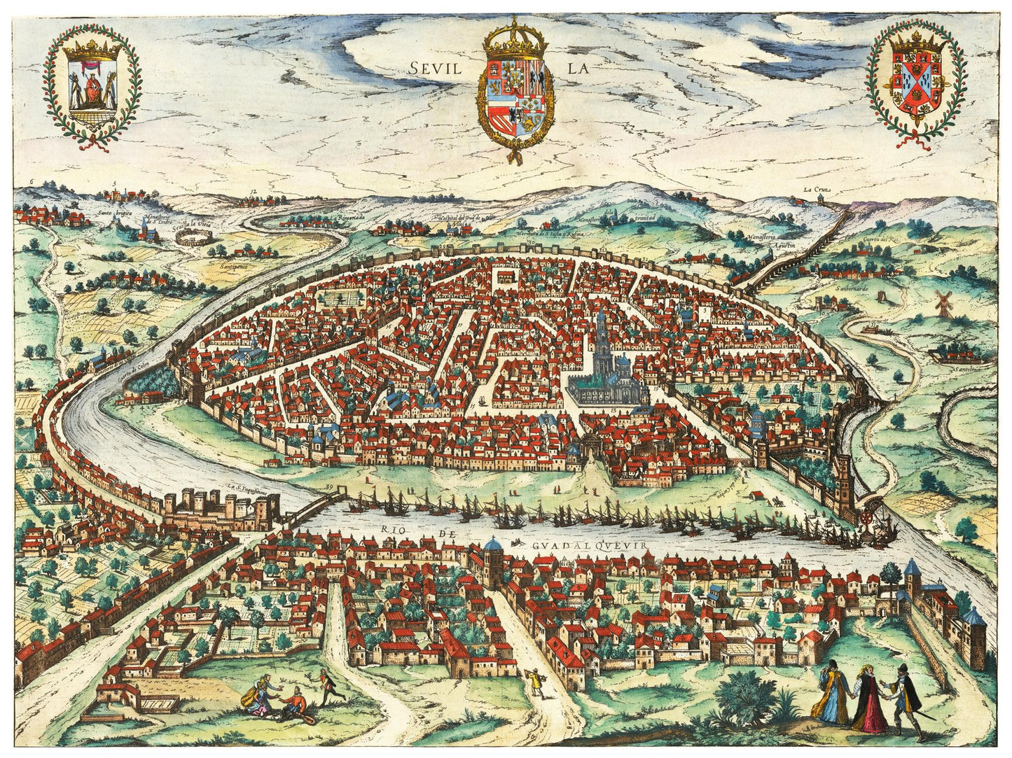 Historische Stadtansicht Sevilla um 1612