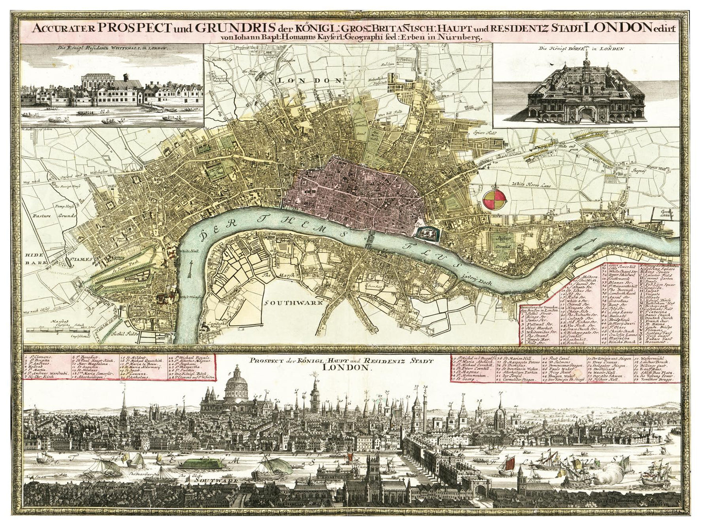 Historischer Stadtplan London um 1750