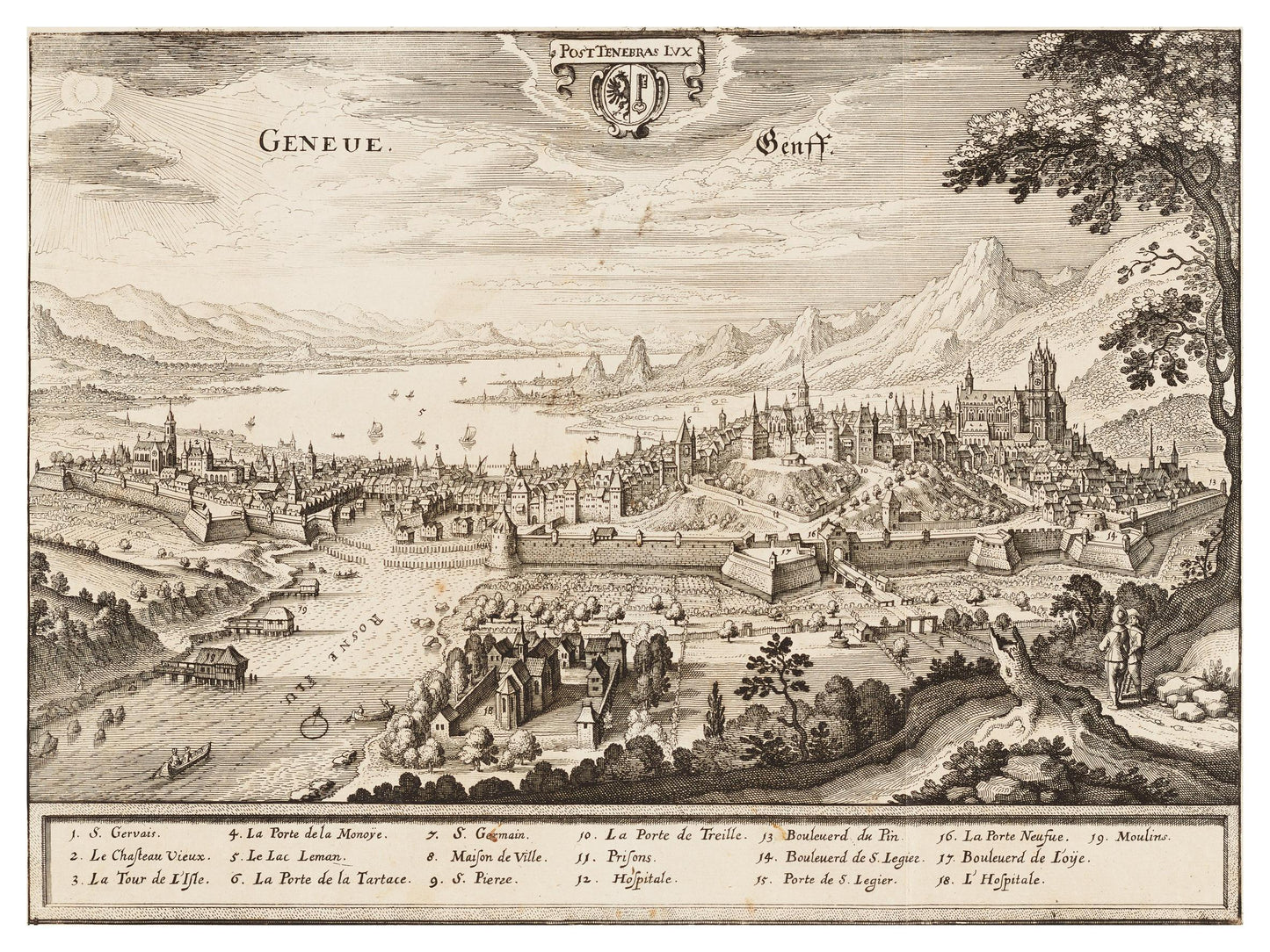 Historische Stadtansicht Genf um 1650