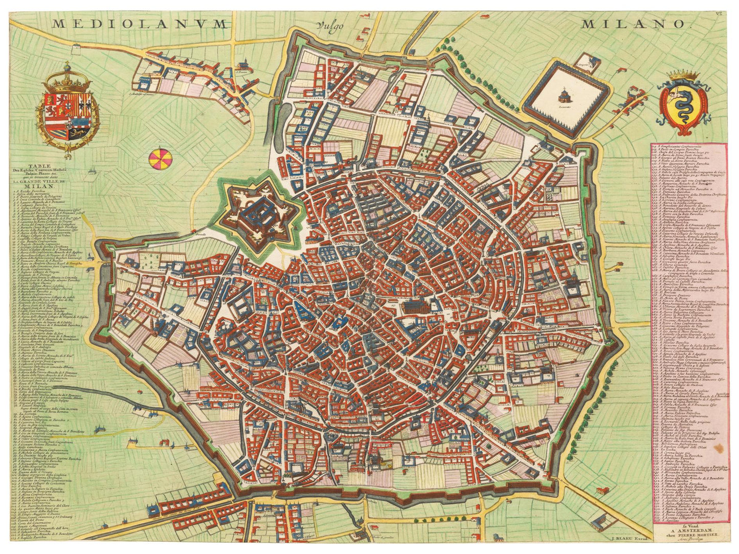 Historischer Stadtplan Mailand um 1700