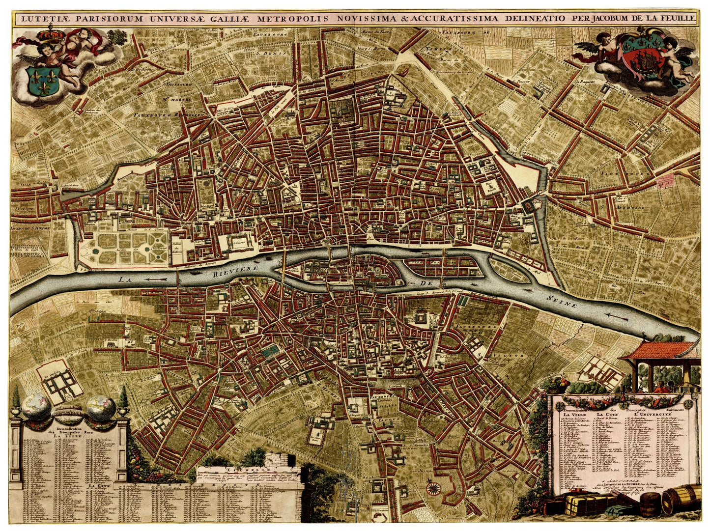 Historischer Stadtplan Paris um 1700