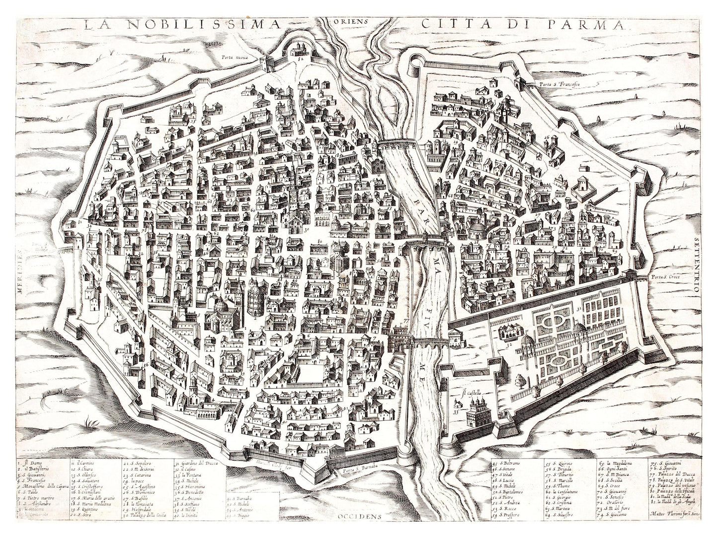 Historischer Stadtplan Parma um 1567