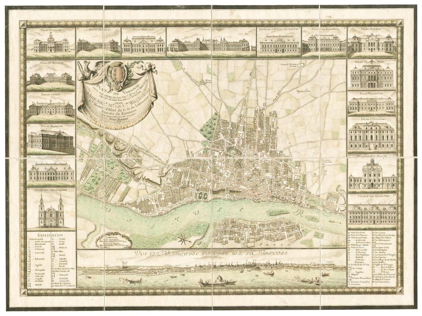 Historischer Stadtplan Warschau um 1772
