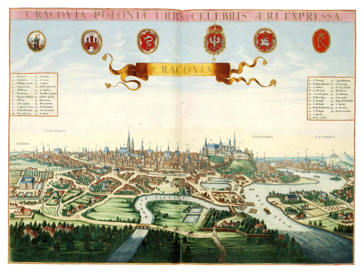 Historischer Stadtansicht Krakau um 1690