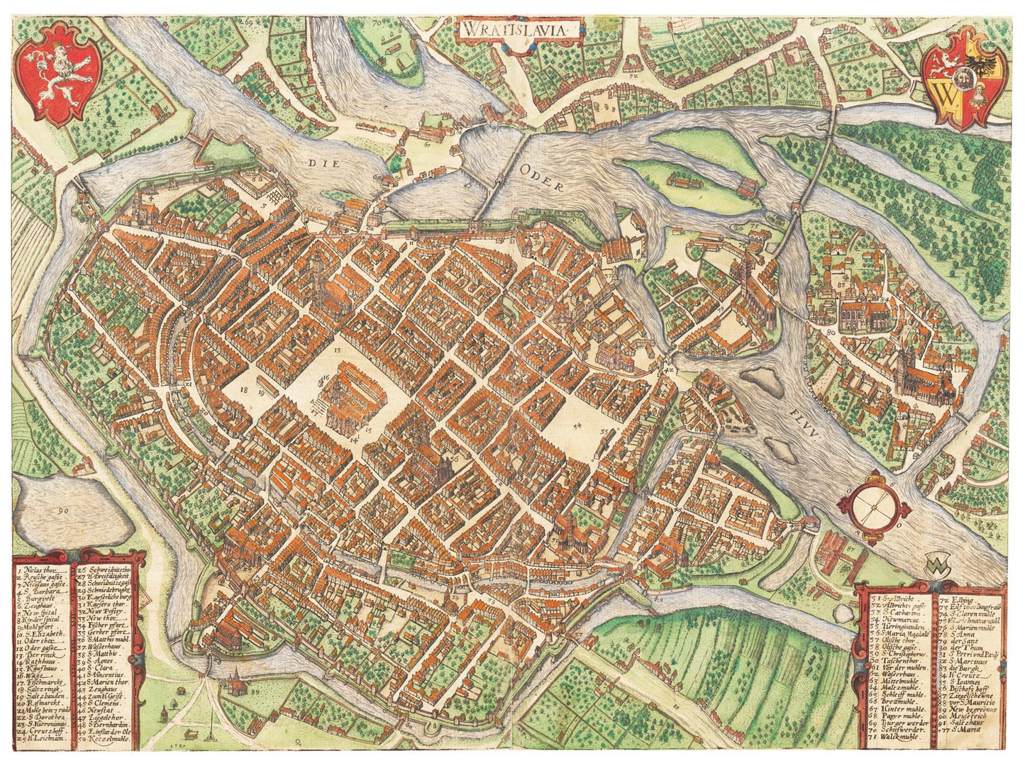 Historischer Stadtplan Breslau um 1592