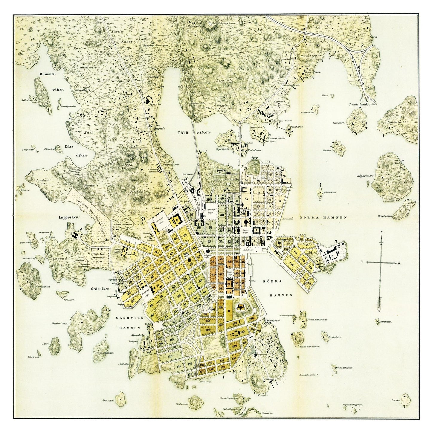 Historischer Stadtplan Helsinki um 1876