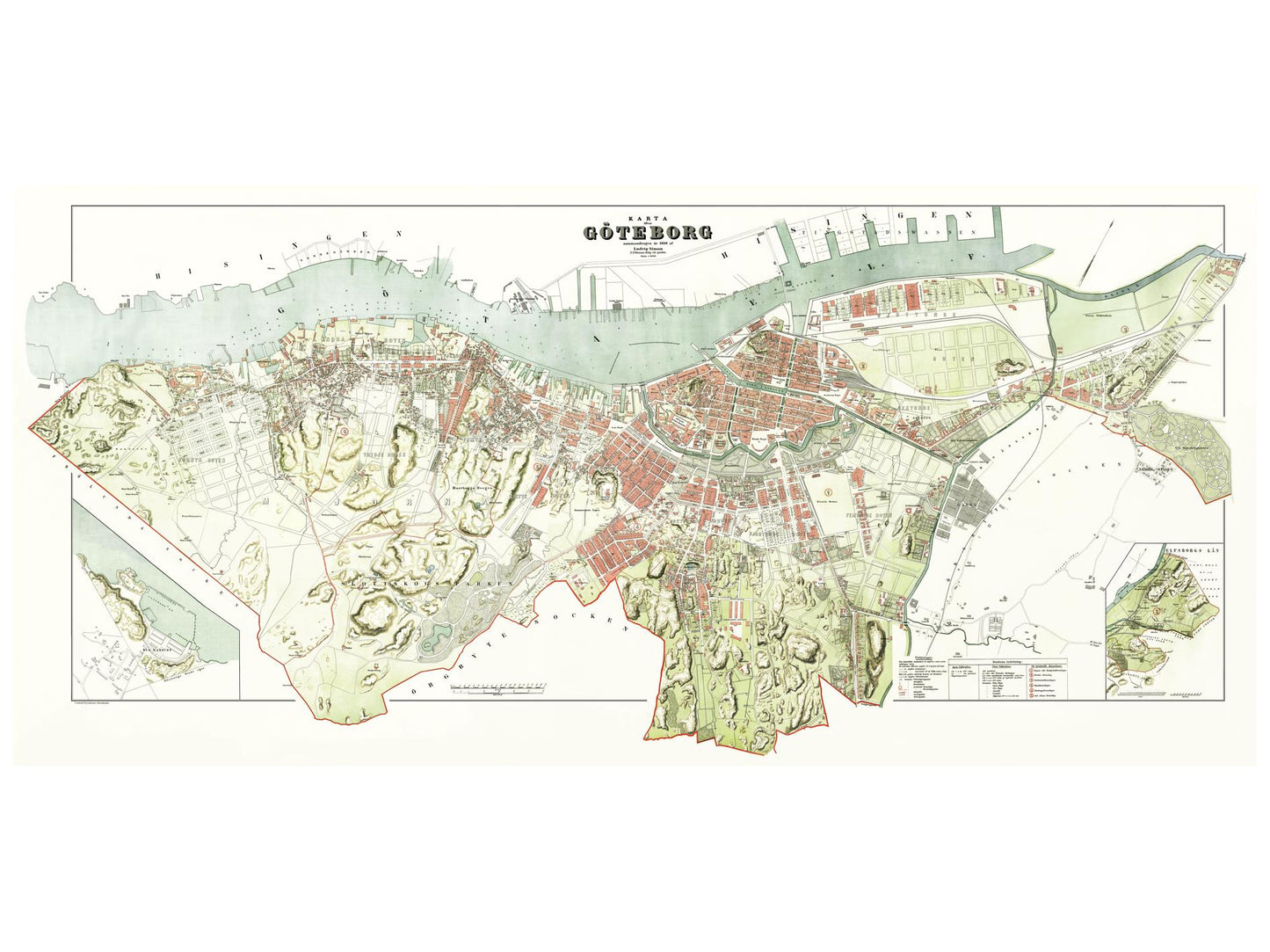 Historischer Stadtplan Göteborg um 1888