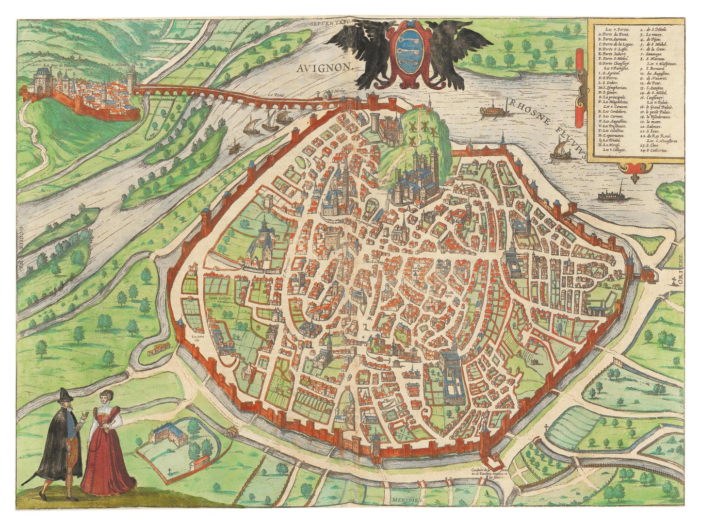 Historische Stadtansicht Avignon um 1609