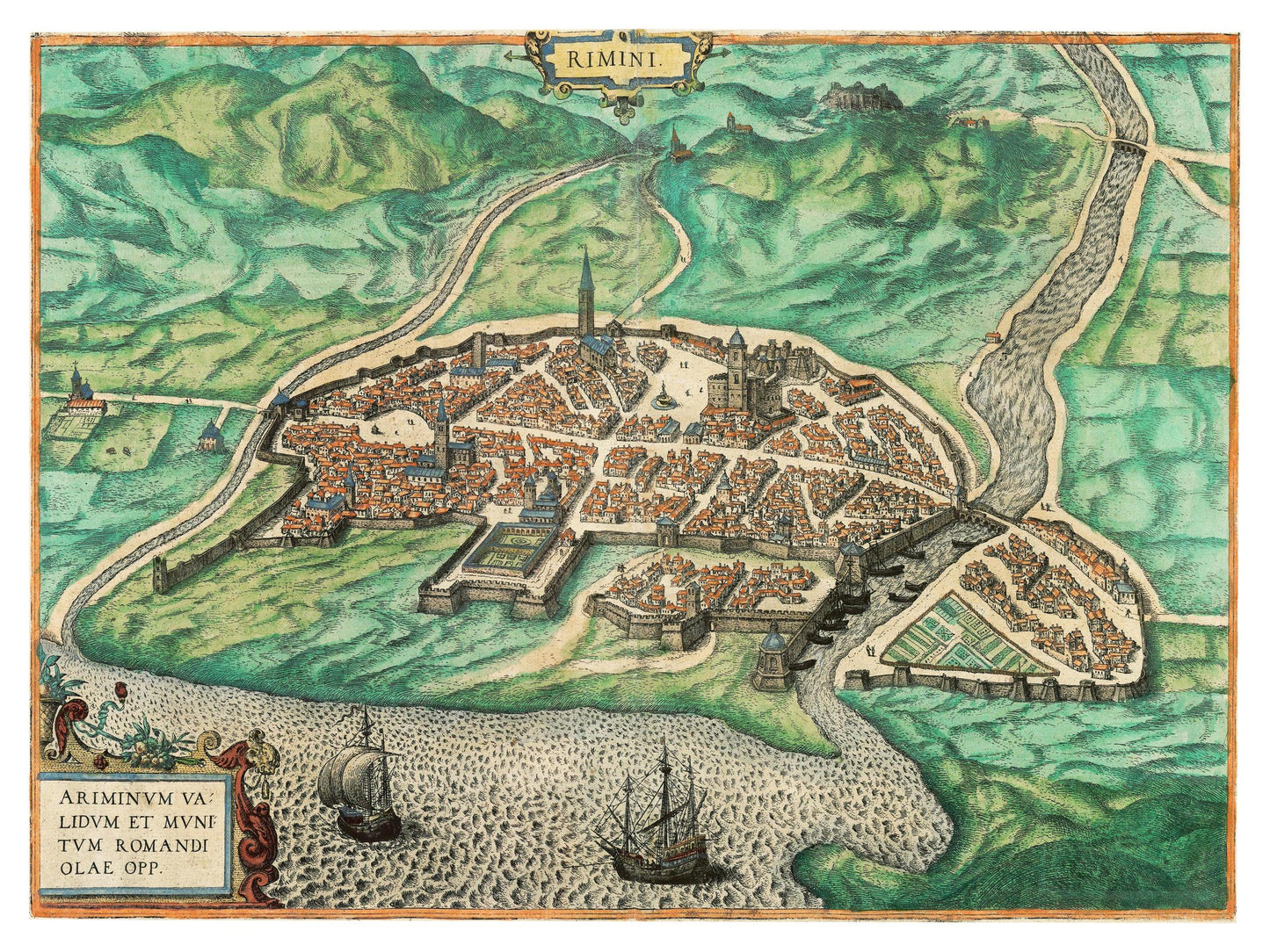 Historische Stadtansicht Rimini um 1609