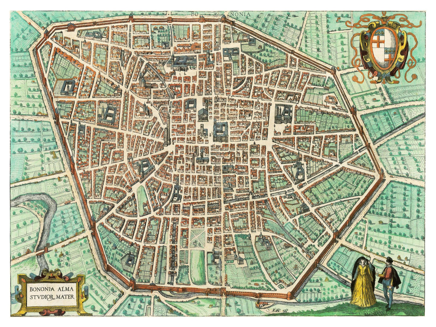 Historische Stadtansicht Bologna um 1609
