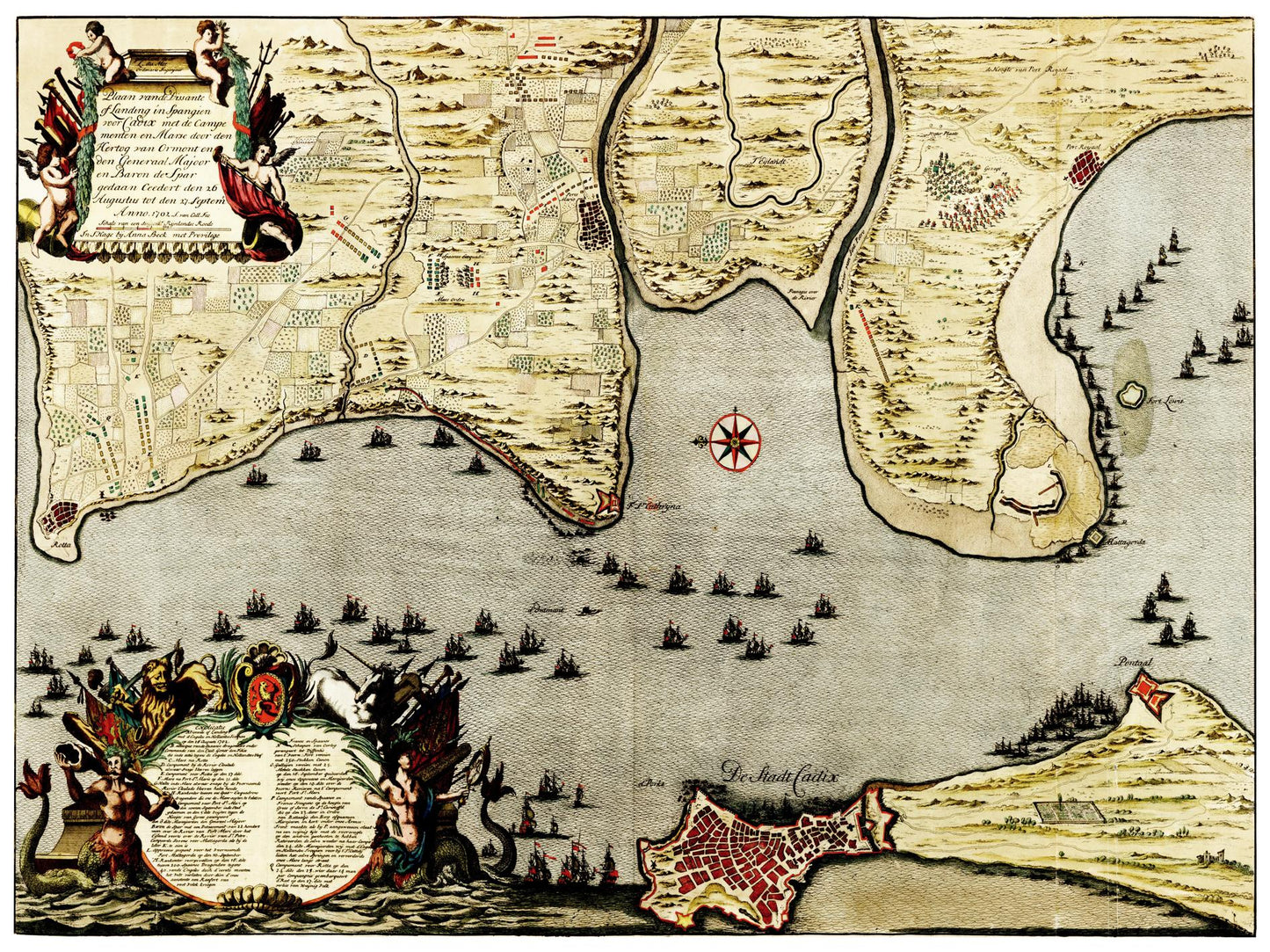 Historischer Stadtplan Cadiz um 1700