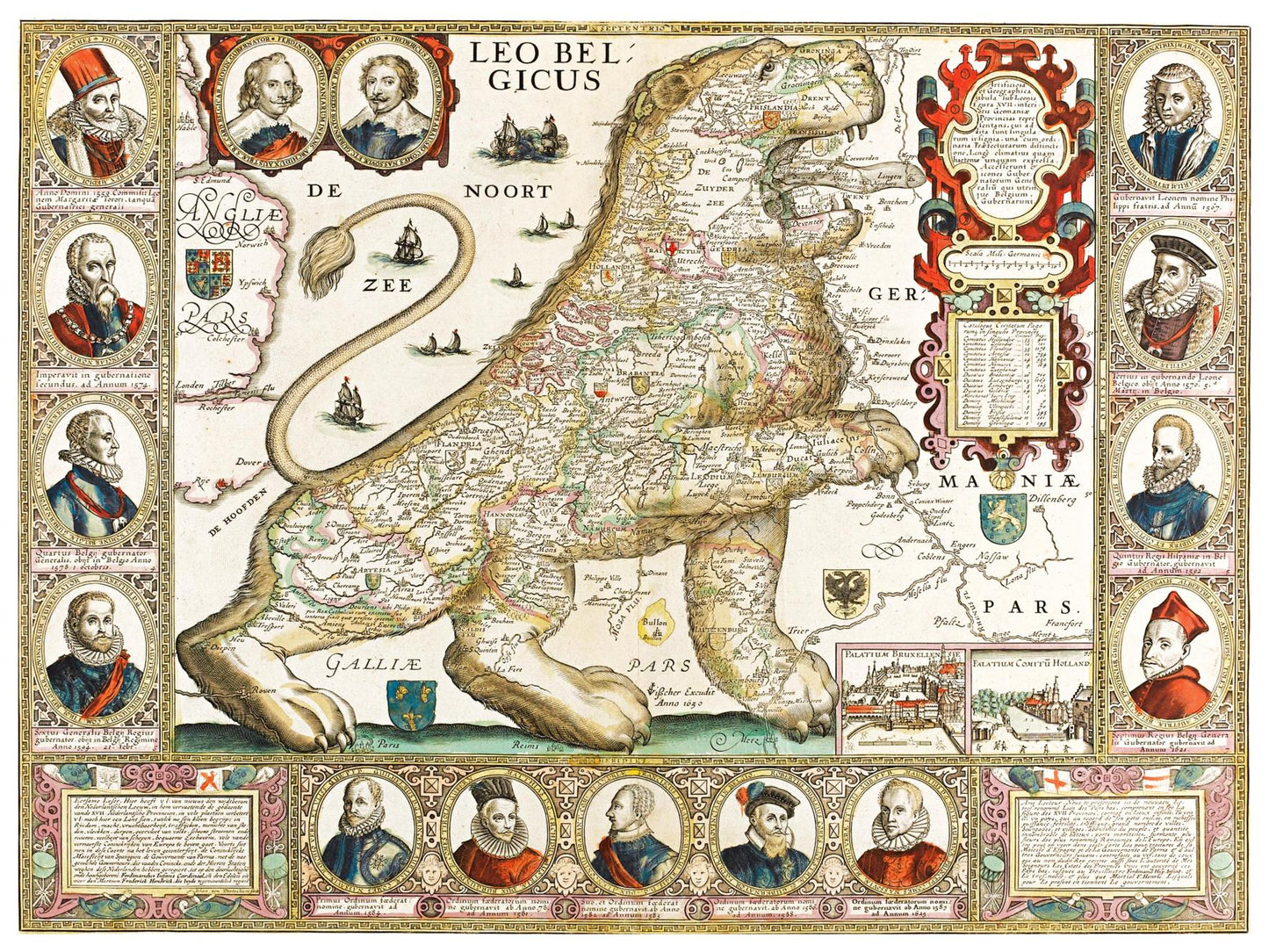 Historische Landkarte Belgien um 1650