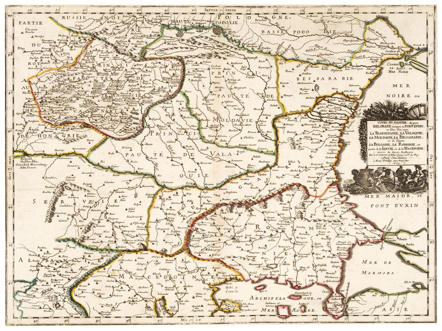 Historische Landkarte Bulgarien um 1665