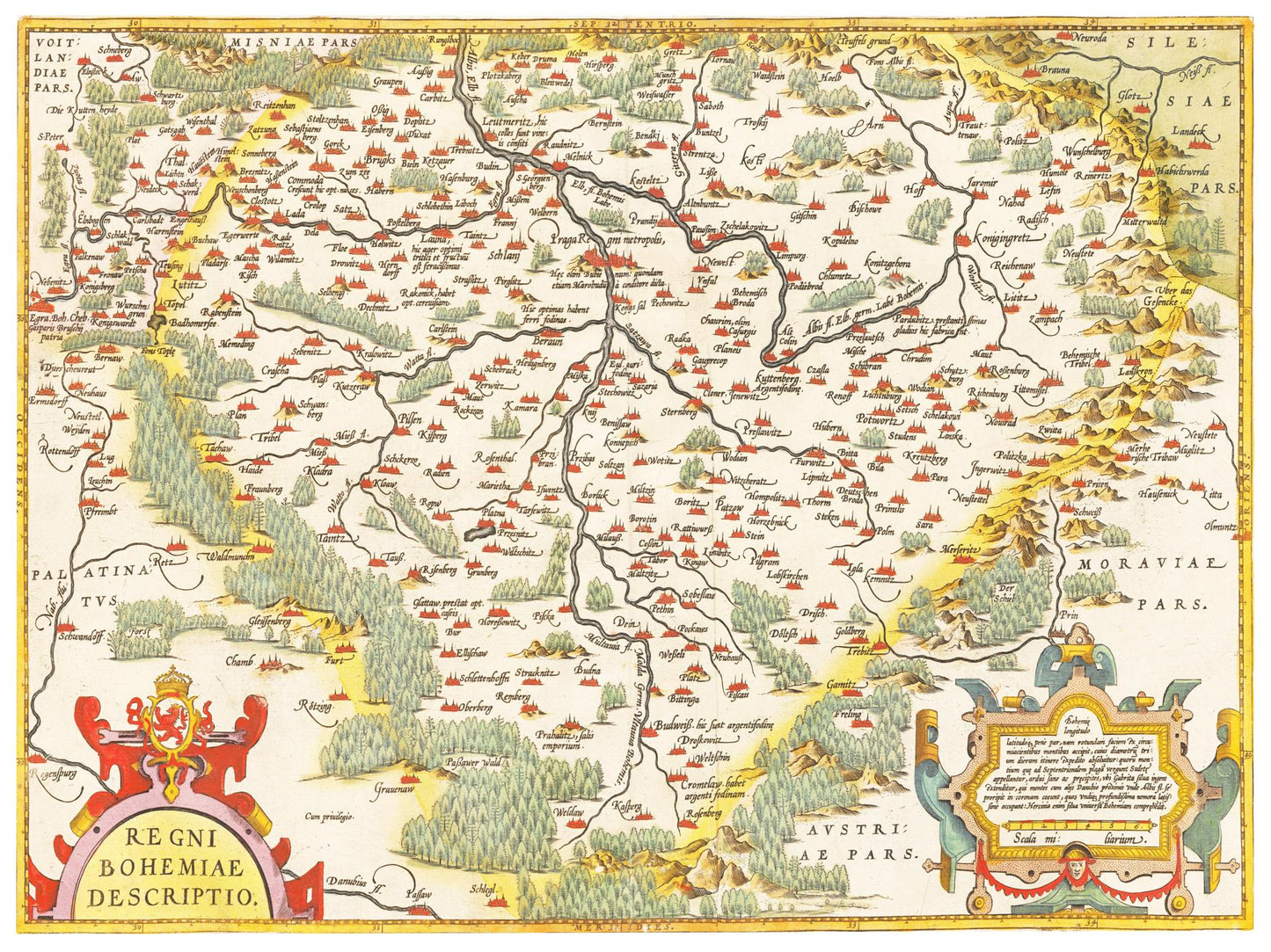 Historische Landkarte Böhmen um 1609