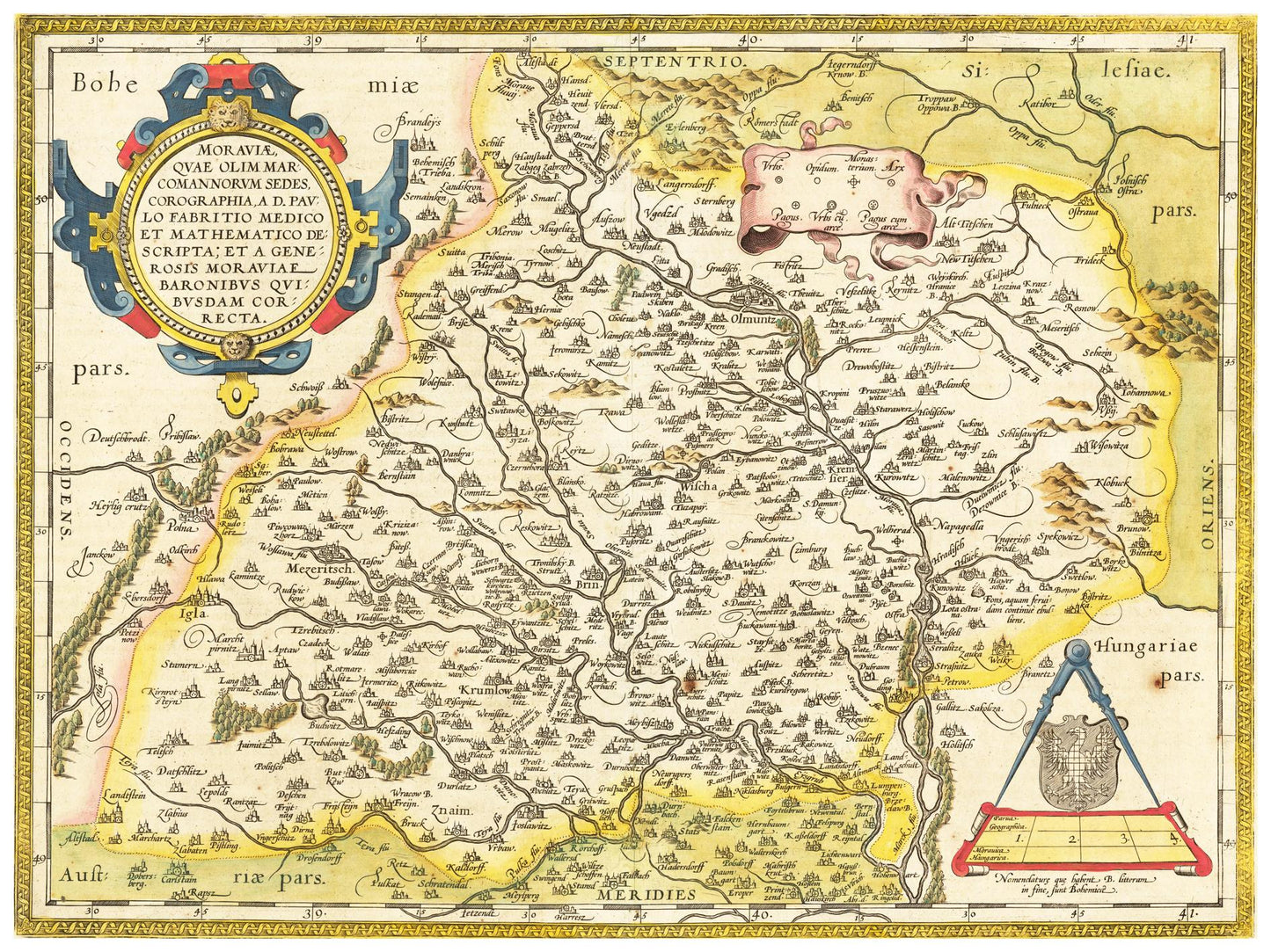 Historische Landkarte Mähren um 1609