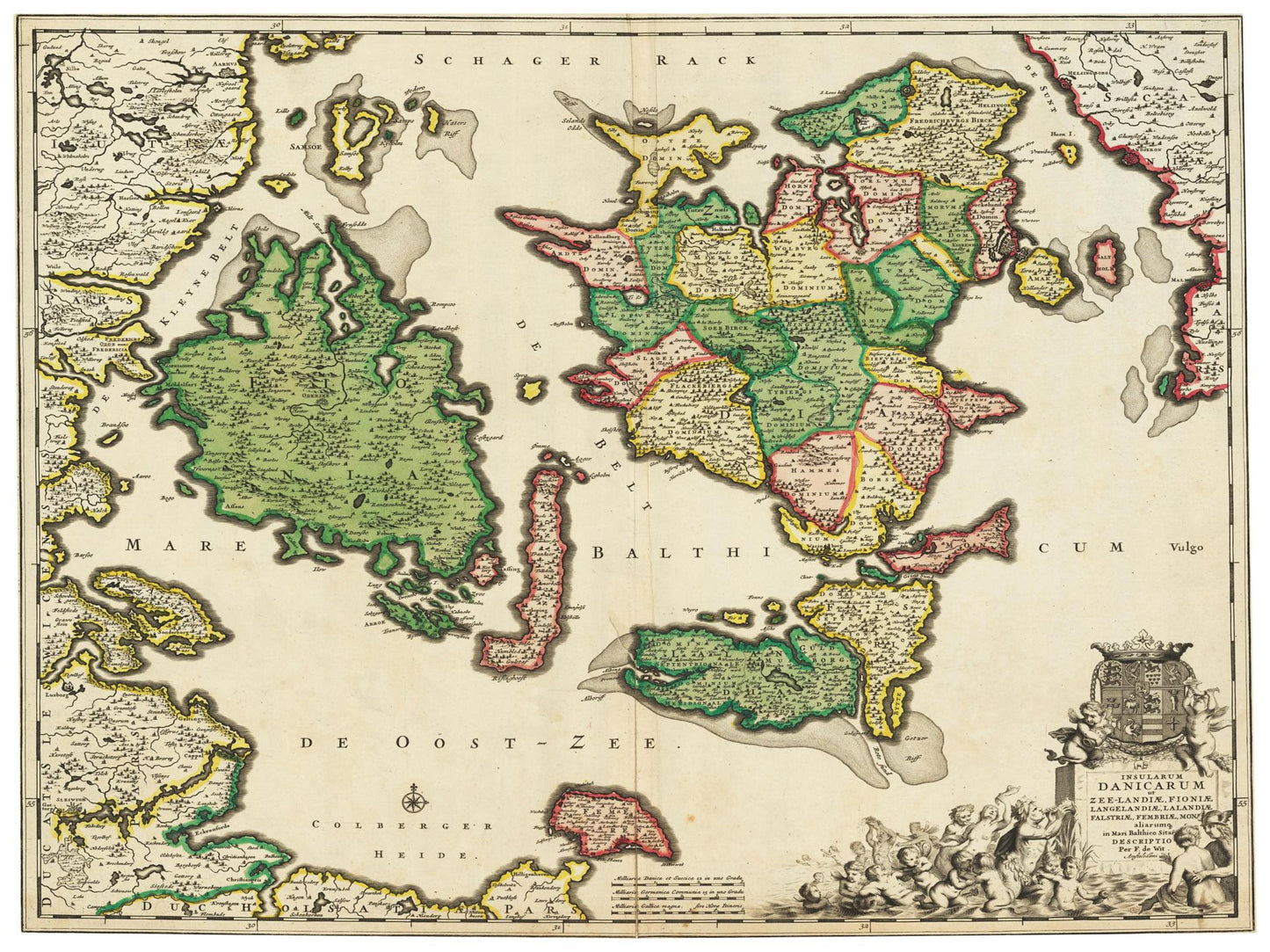 Historische Landkarte Dänische Inseln um 1688