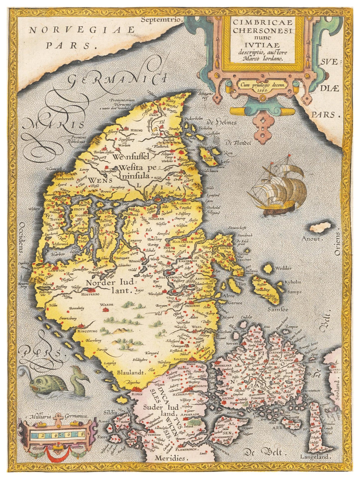 Historische Landkarte Jutland um 1609