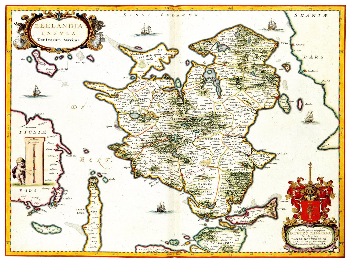 Historische Landkarte Seeland um 1690