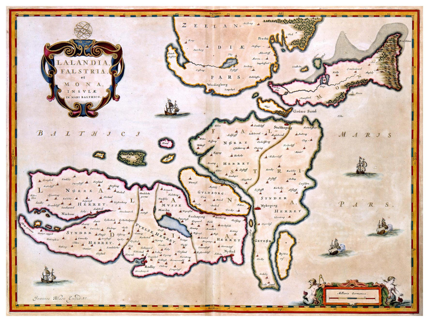 Historische Landkarte Lolland um 1690
