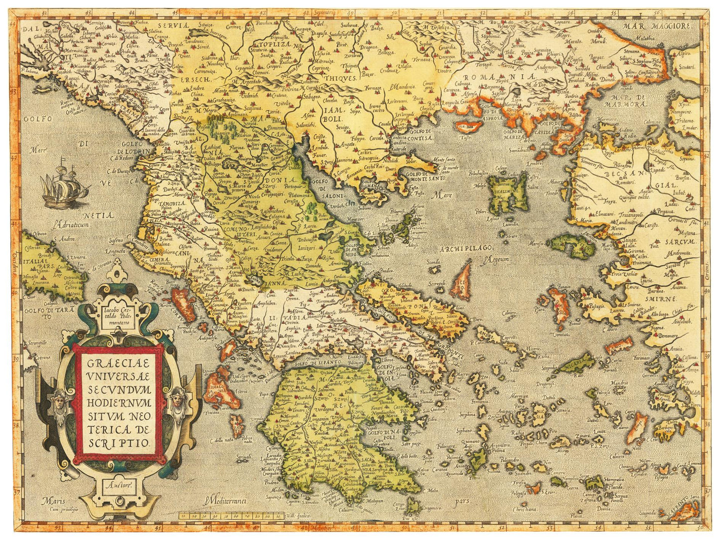 Historische Landkarte Griechenland um 1609