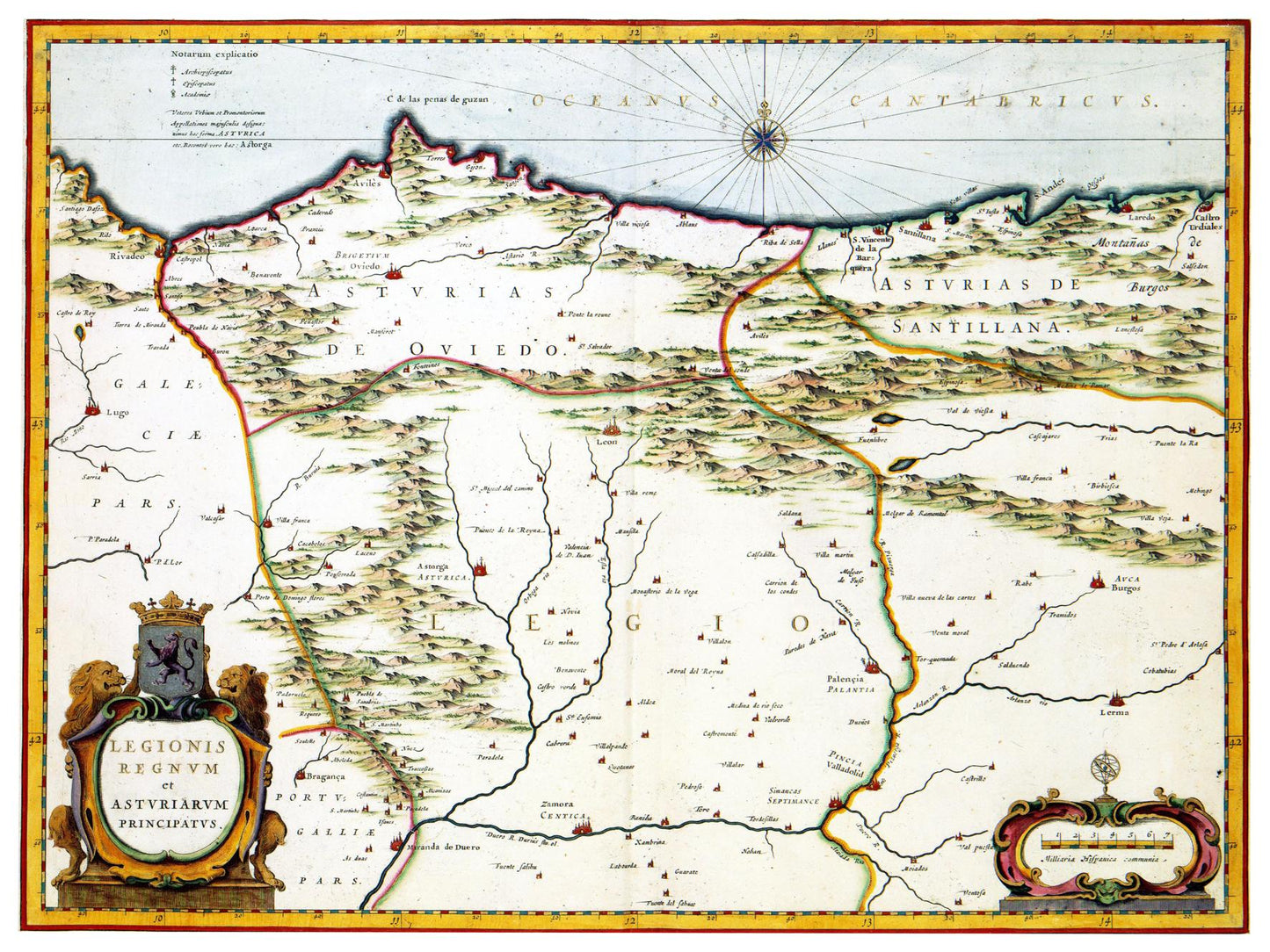 Historische Landkarte Asturien um 1690