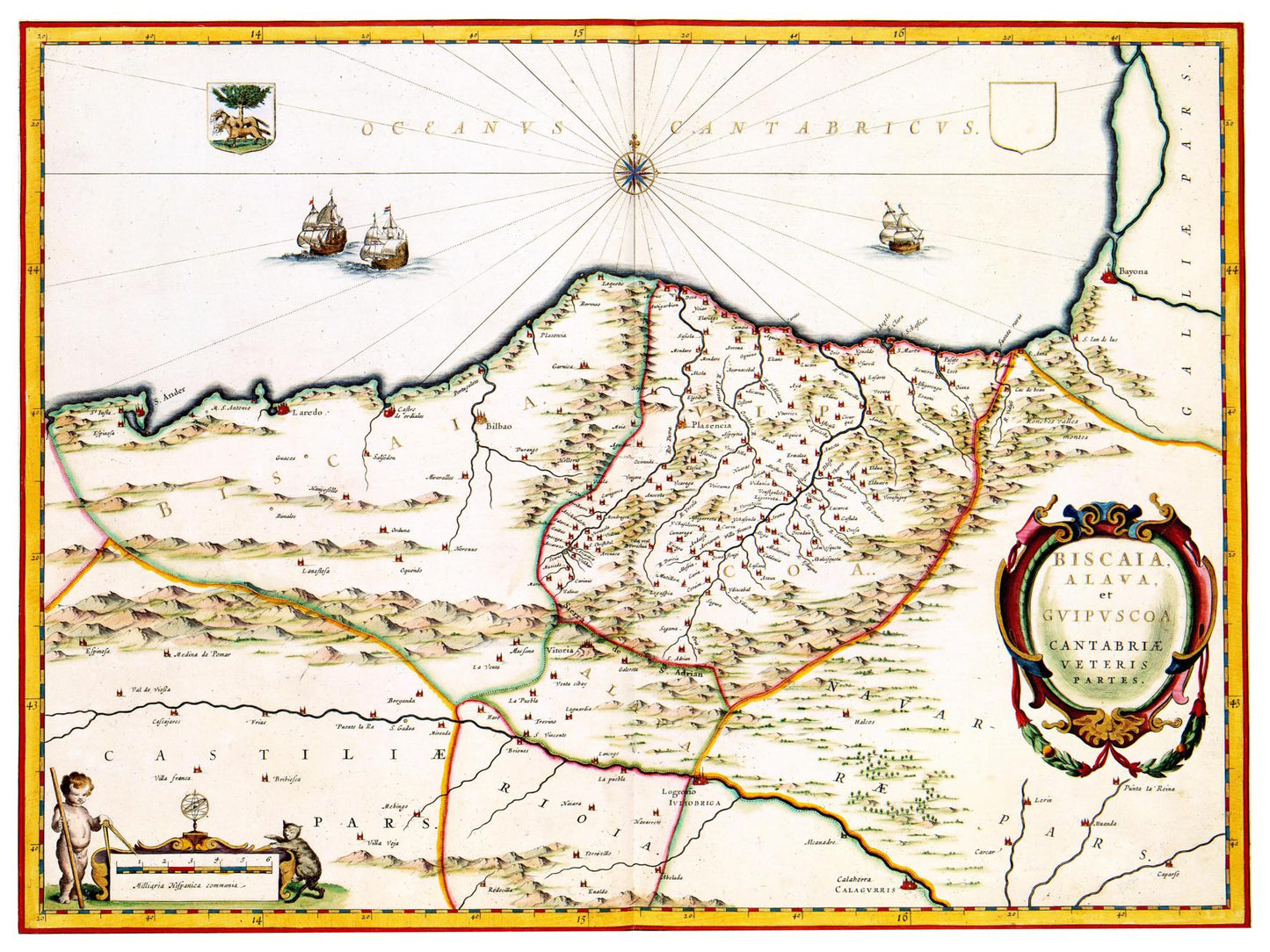 Historische Landkarte Kantabrien & Baskenland um 1690
