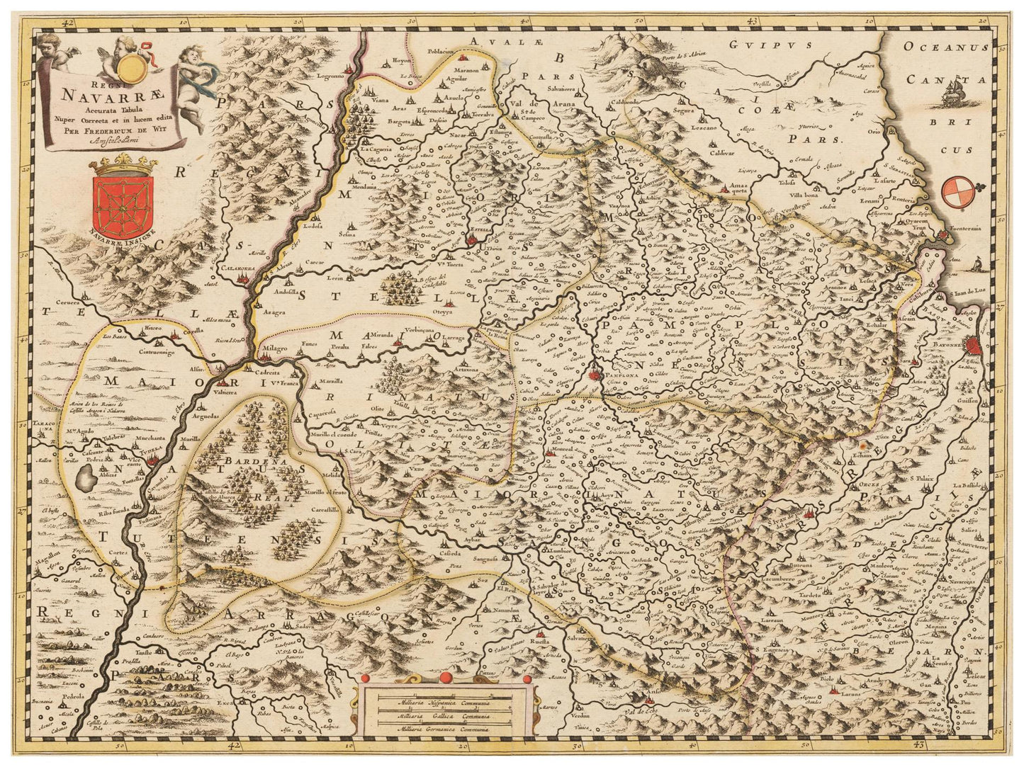 Historische Landkarte Navarra um 1698